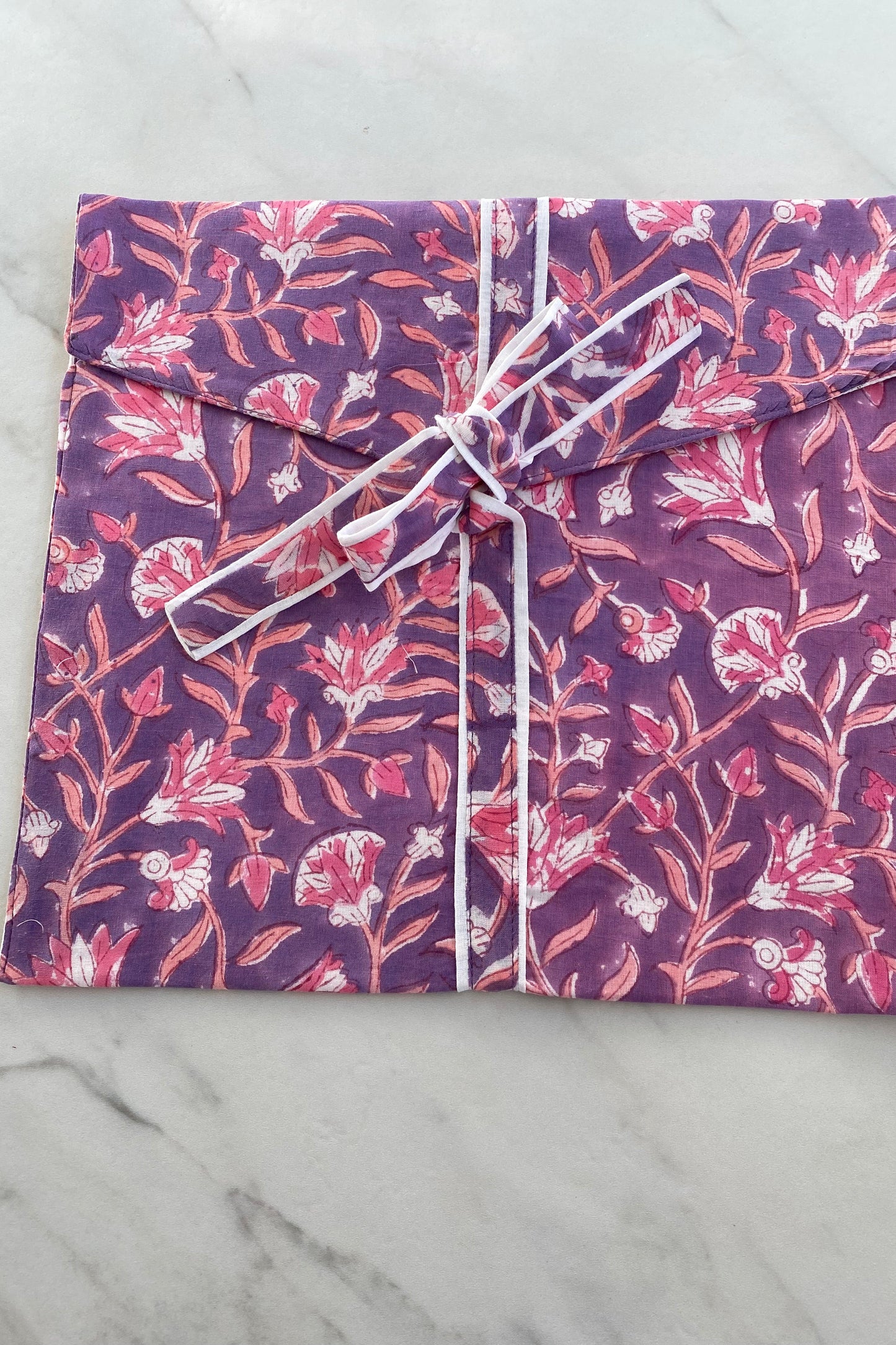 AGNES PURPLE FLORAL BLOCK PRINT ROBE