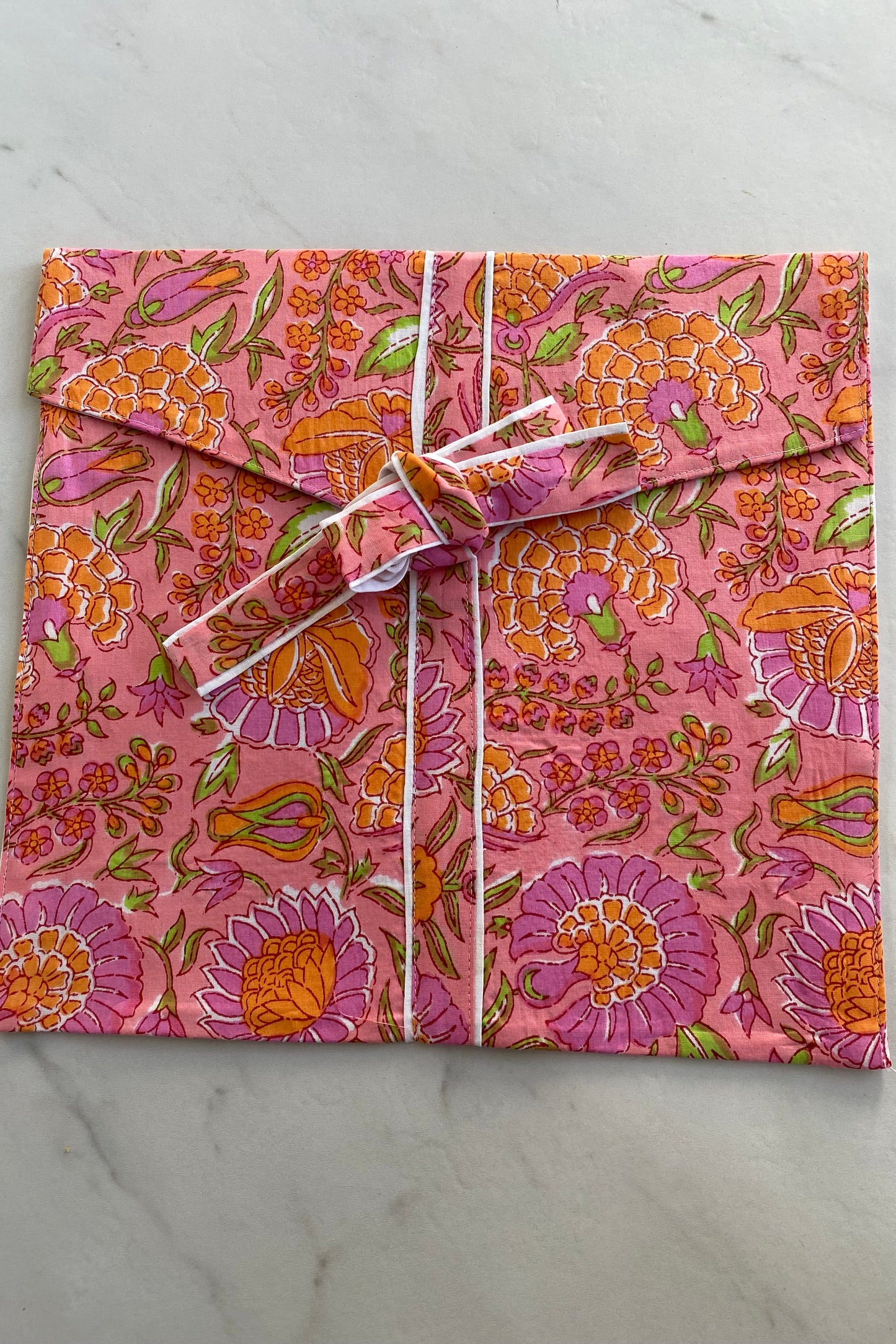 COLETTE ORANGE FLORAL BLOCK PRINT ROBE