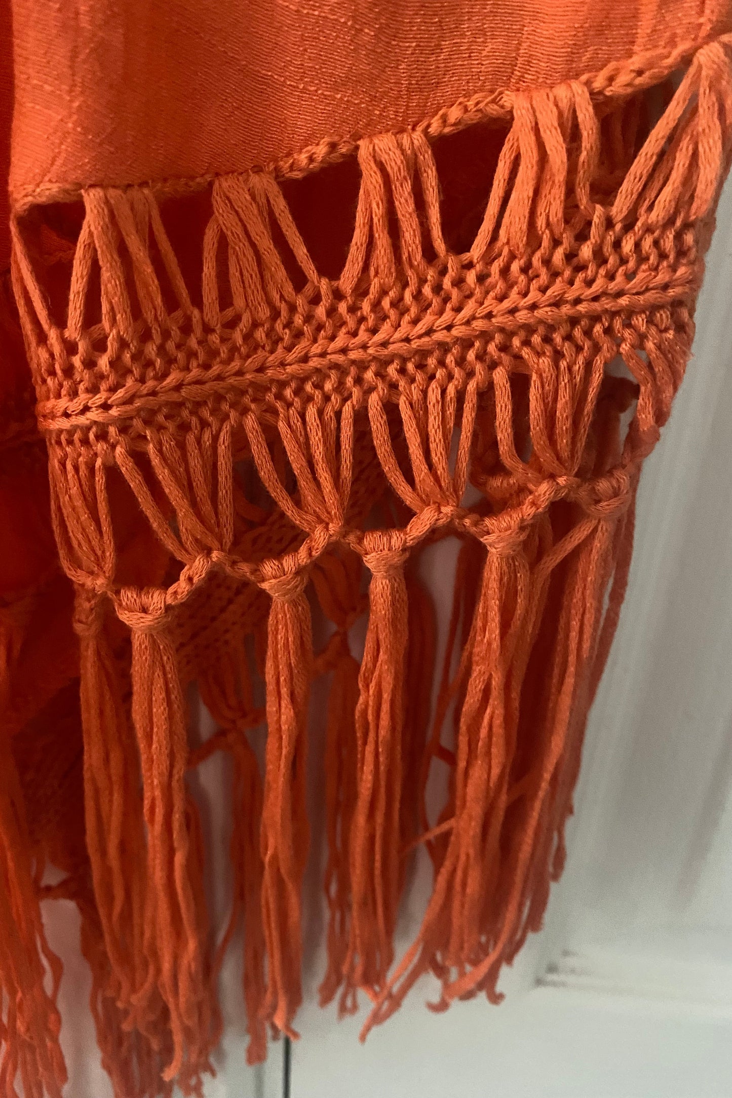 ORANGE CROCHET COVER-UP WITH FRINGING