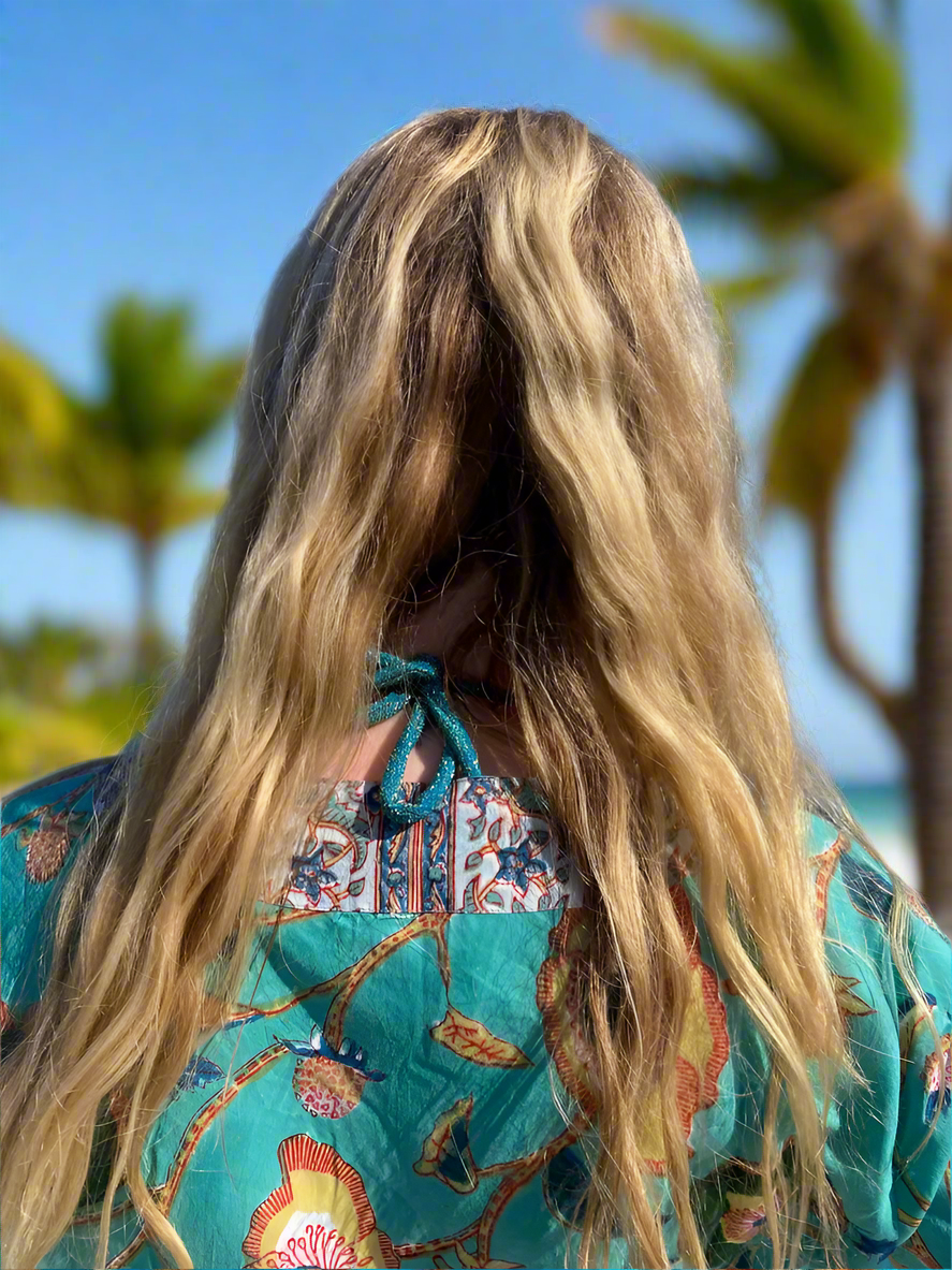 JADE FLORAL COTTON KAFTAN