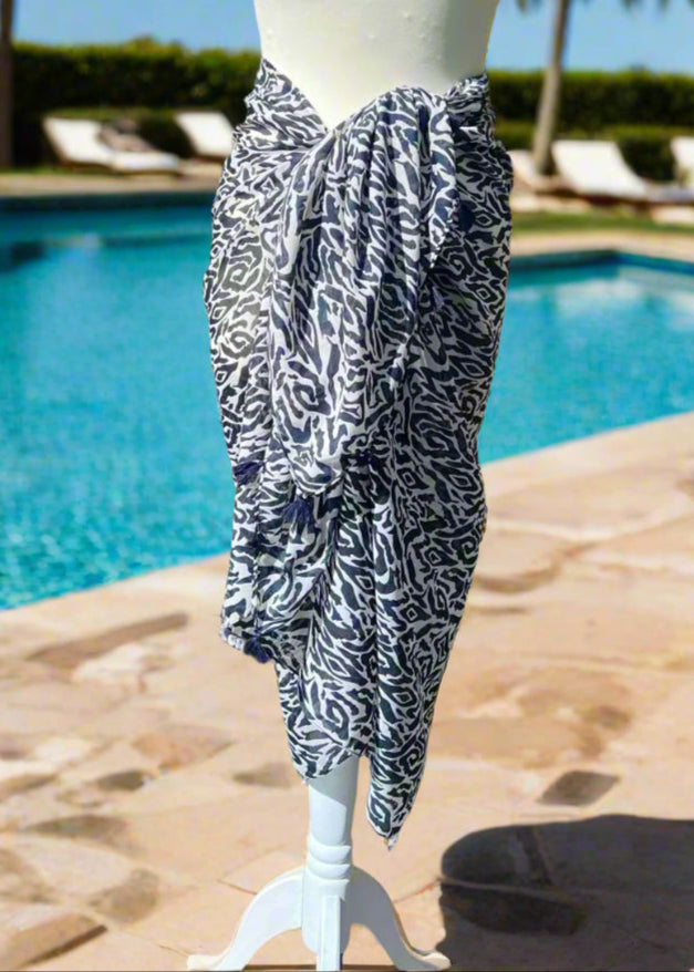 BLACK ANIMAL PRINT SARONG