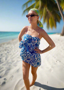 Blue tropical cotton sarong