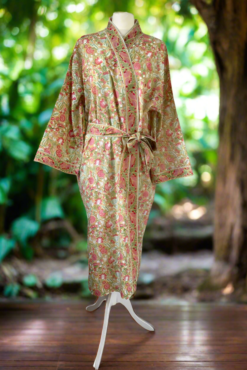 PROVENÇAL FLORAL BLOCK PRINT ROBE