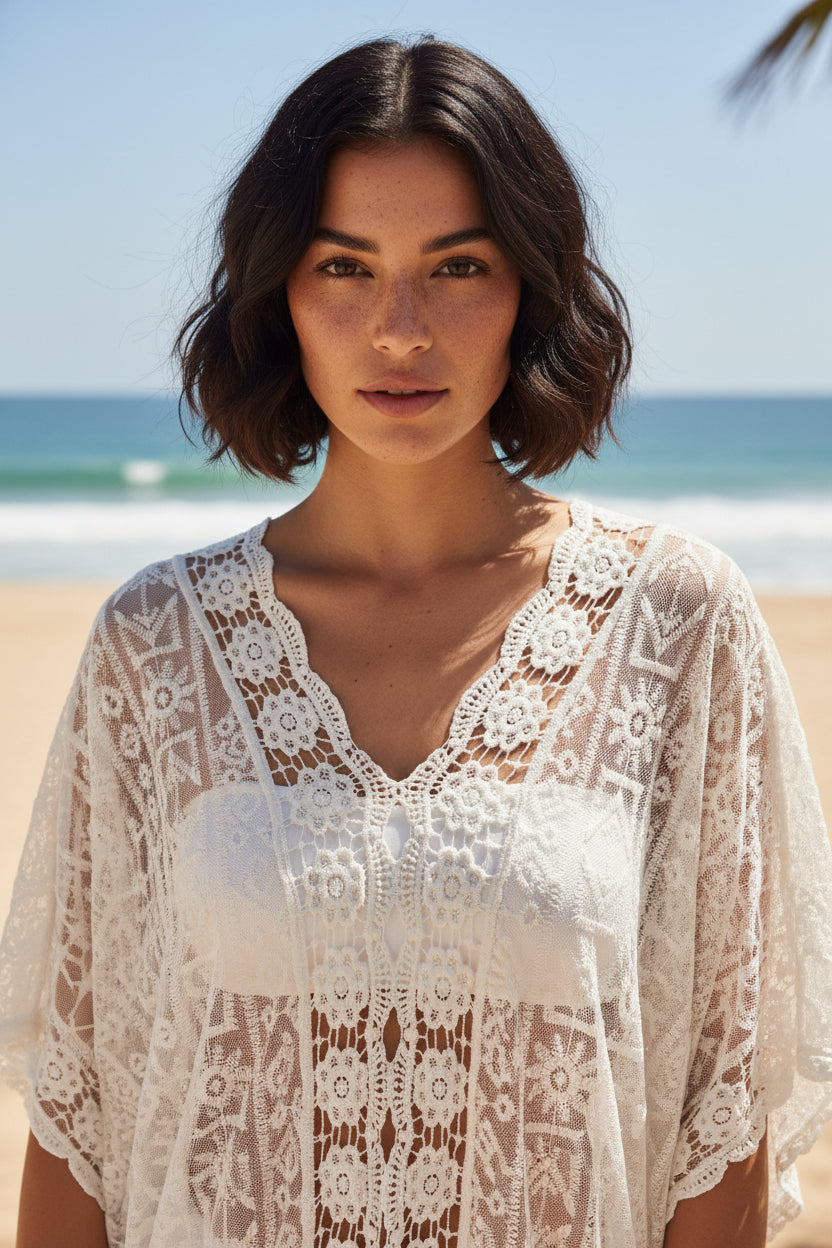 CAMILLA WHITE LACE COVER UP