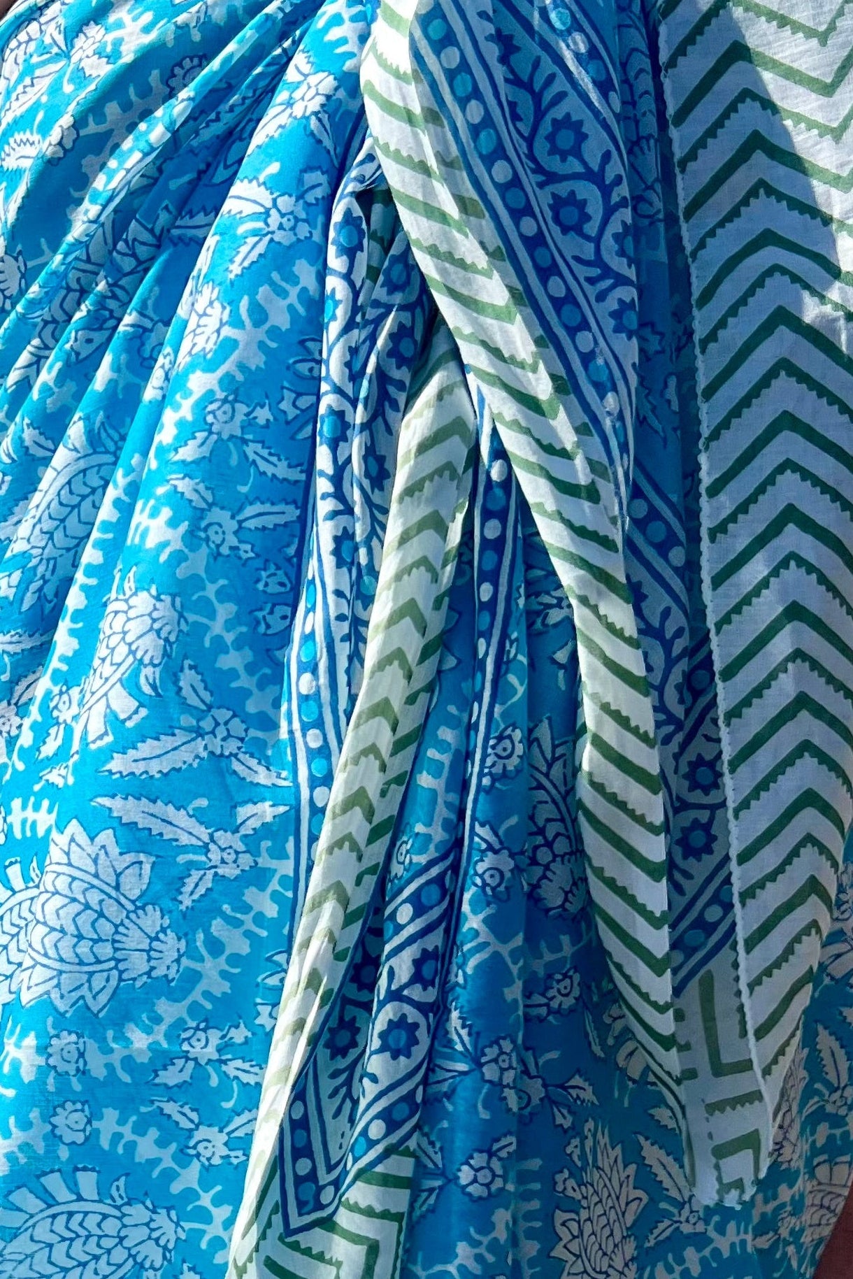 TURQUOISE LAGOON BLOCK PRINT SARONG