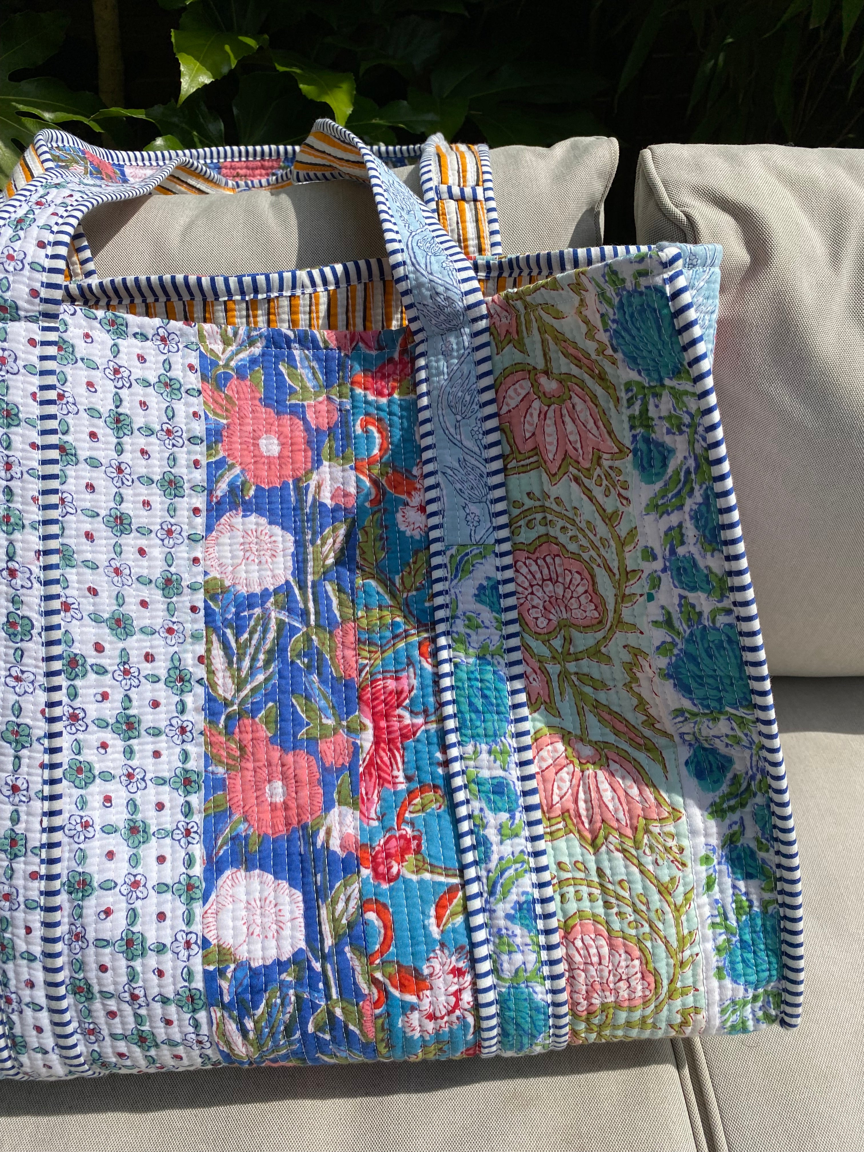 PATCHWORK BLOCK PRINT TOTE