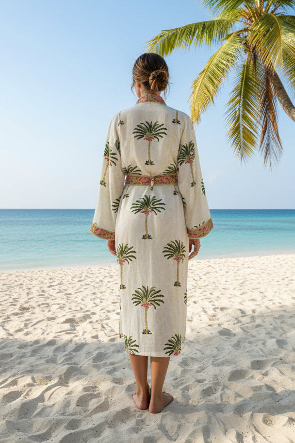 PALM BLOCK PRINT KIMONO