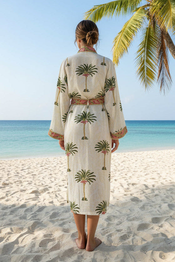 PALM BLOCK PRINT KIMONO