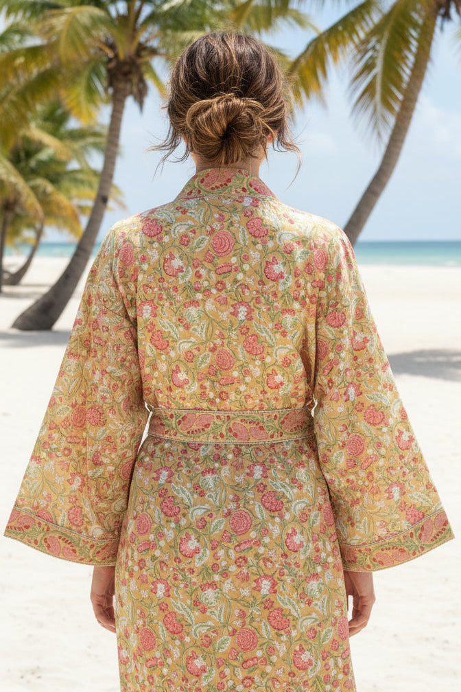 PROVENÇAL FLORAL BLOCK PRINT ROBE