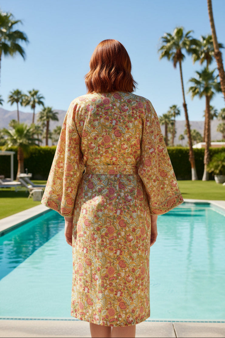 PROVENÇAL FLORAL BLOCK PRINT ROBE