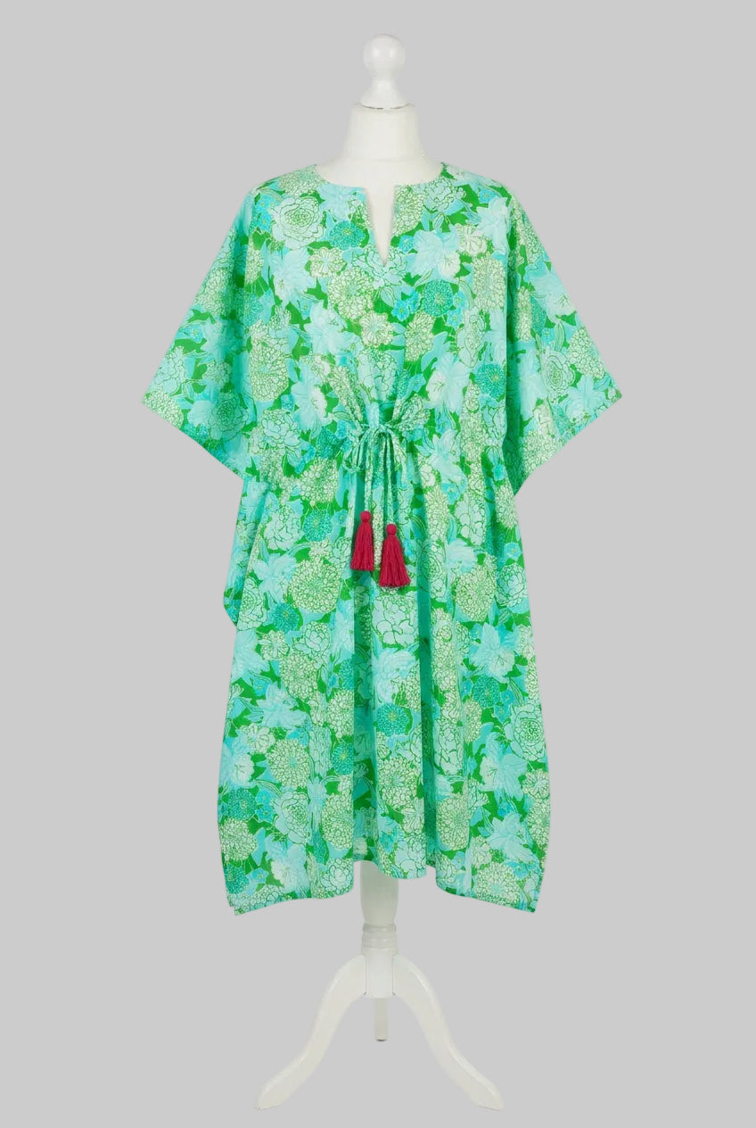 MARTINIQUE GREEN COTTON FLORAL COVER UP