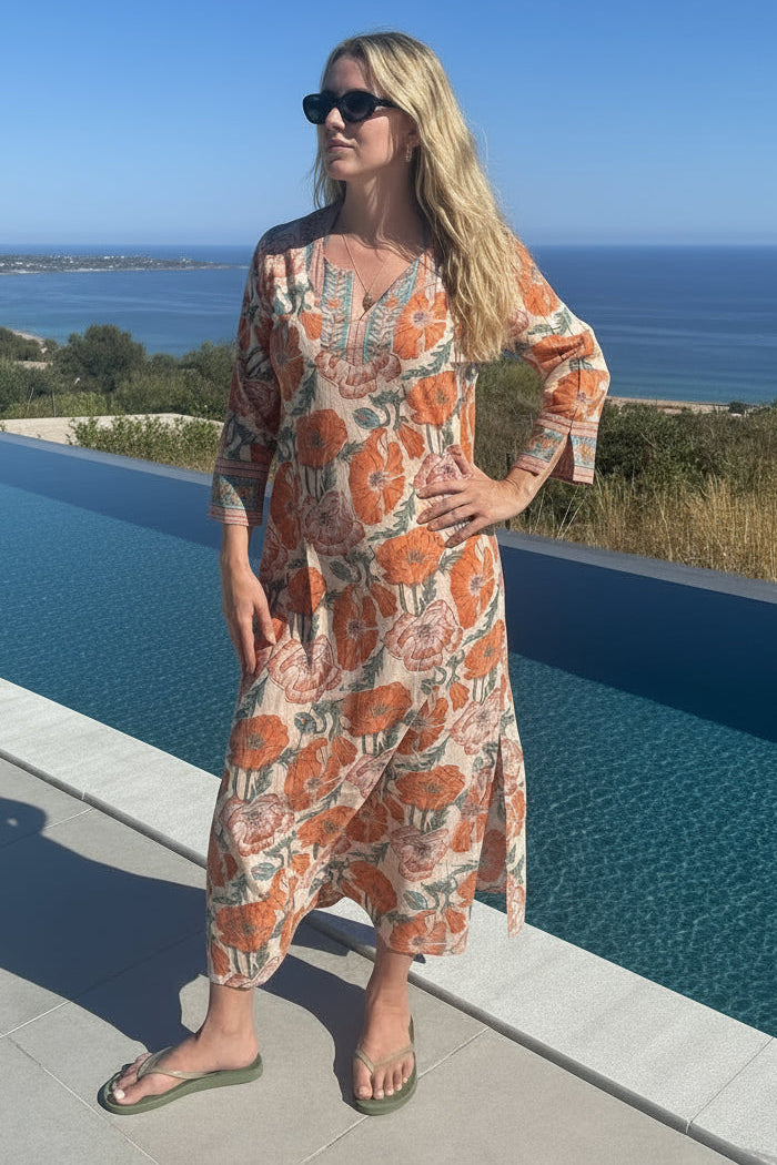 MAYA FLORAL COTTON KAFTAN