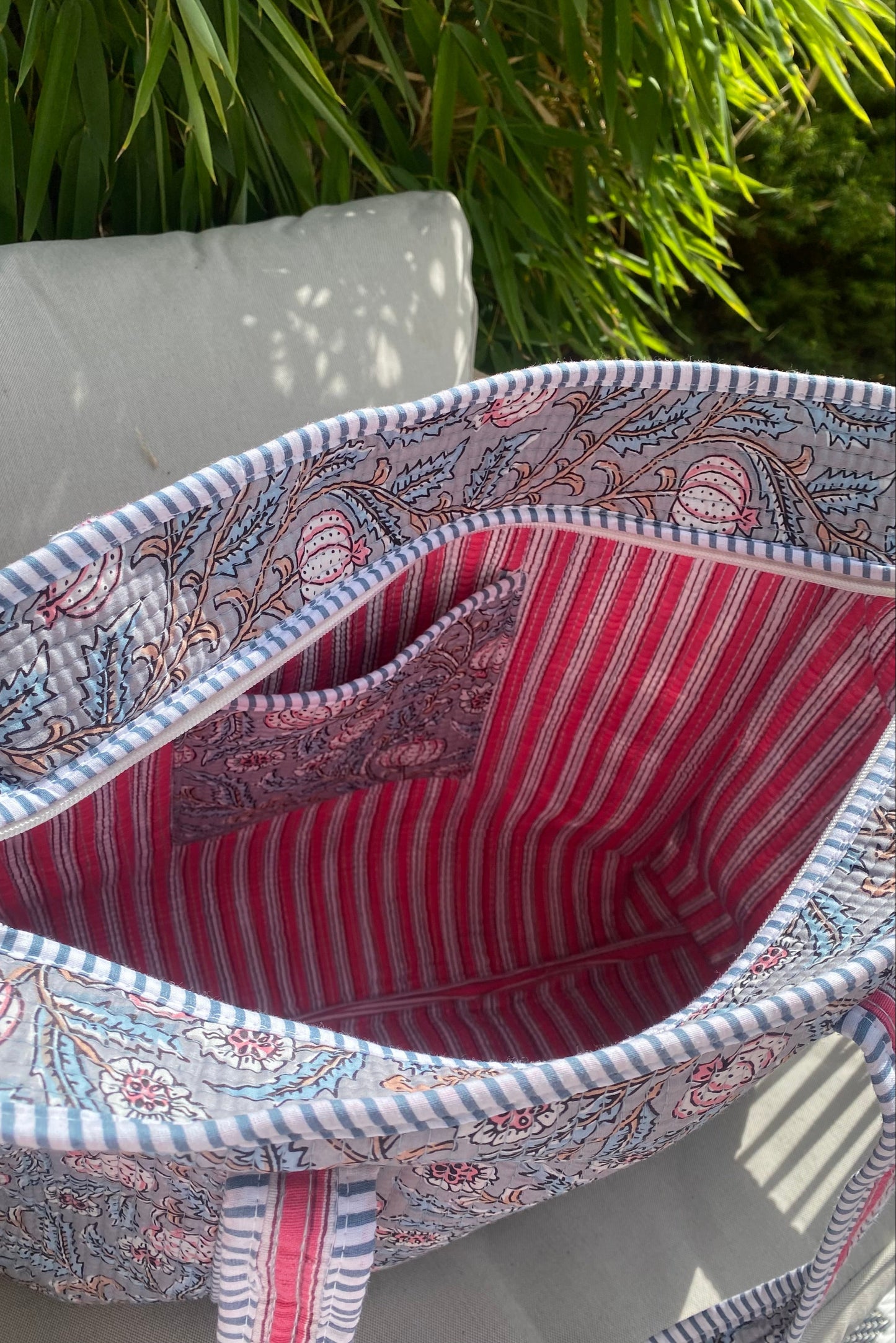 EMELIA FLORAL BLOCK PRINT TOTE