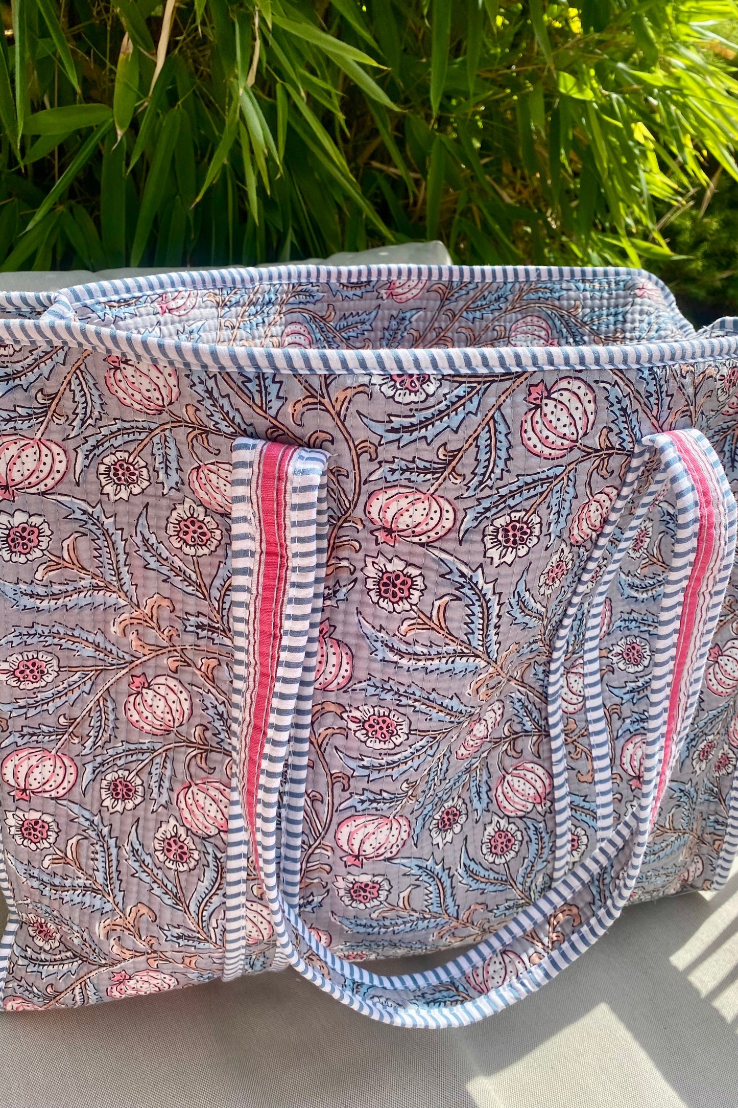 EMELIA FLORAL BLOCK PRINT TOTE