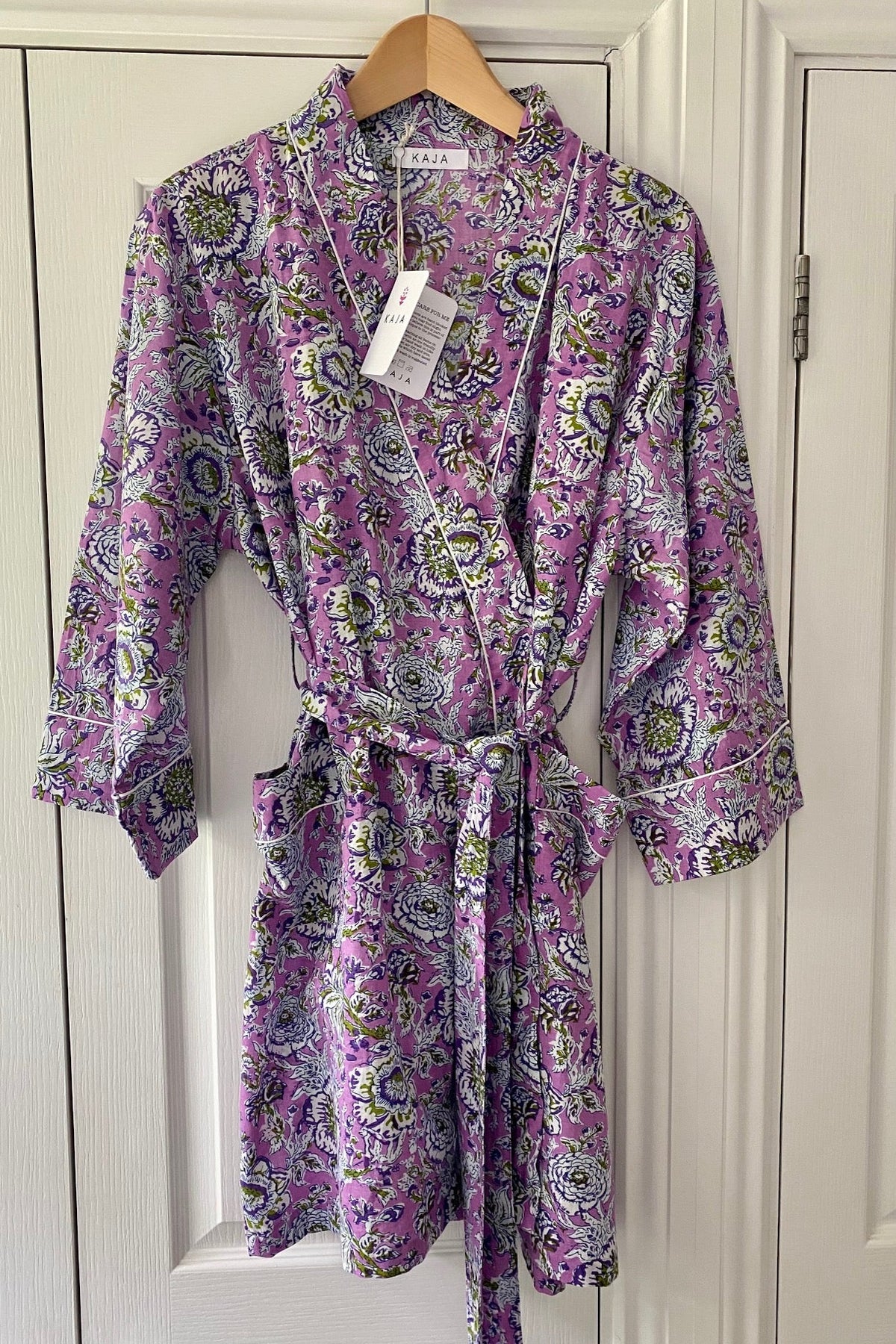 LILAC FLORAL SHORT COTTON KIMONO