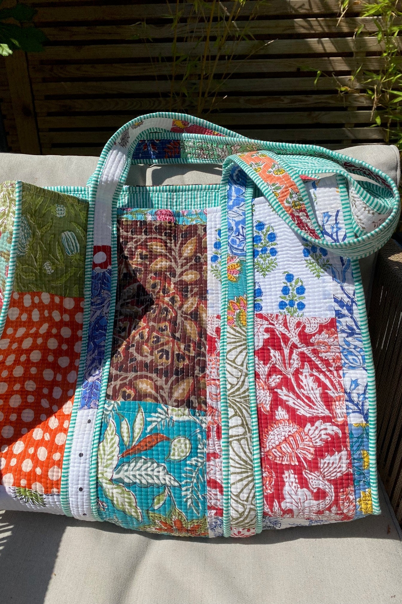 PATCHWORK BLOCK PRINT TOTE