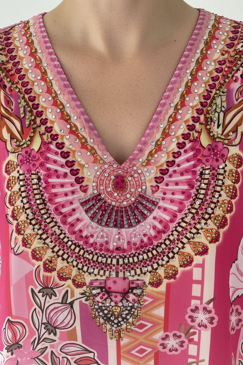 PINK FLORAL ATOLL KAFTAN