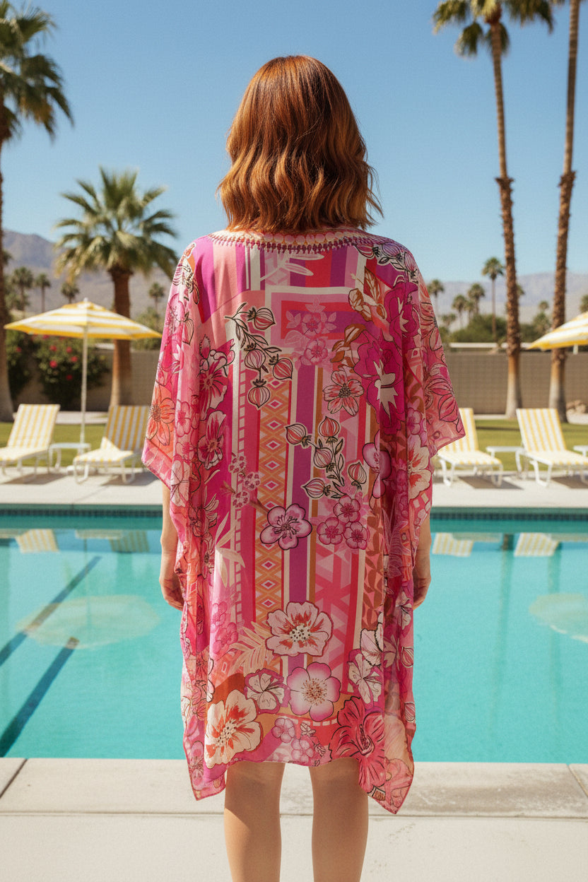 PINK FLORAL ATOLL KAFTAN