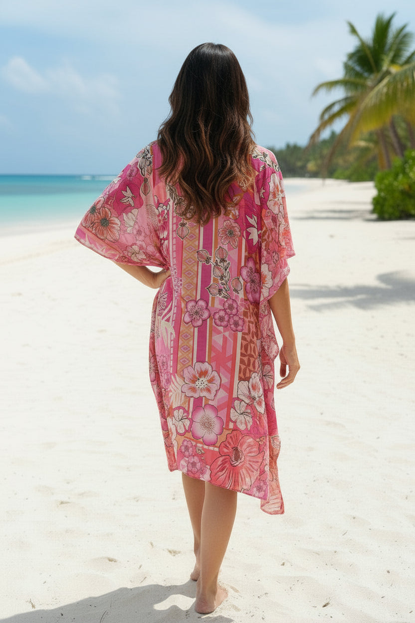 PINK FLORAL ATOLL KAFTAN
