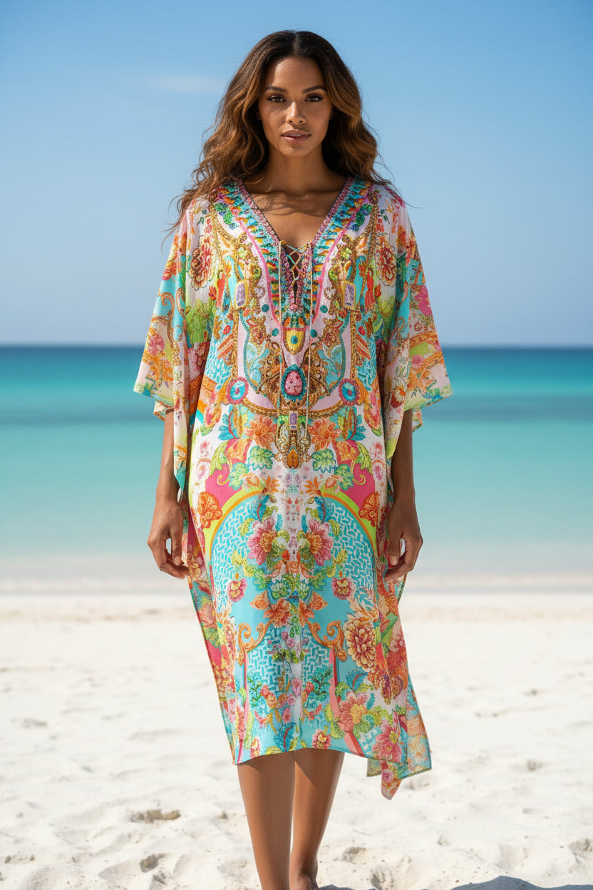 phuket oriental floral kaftan