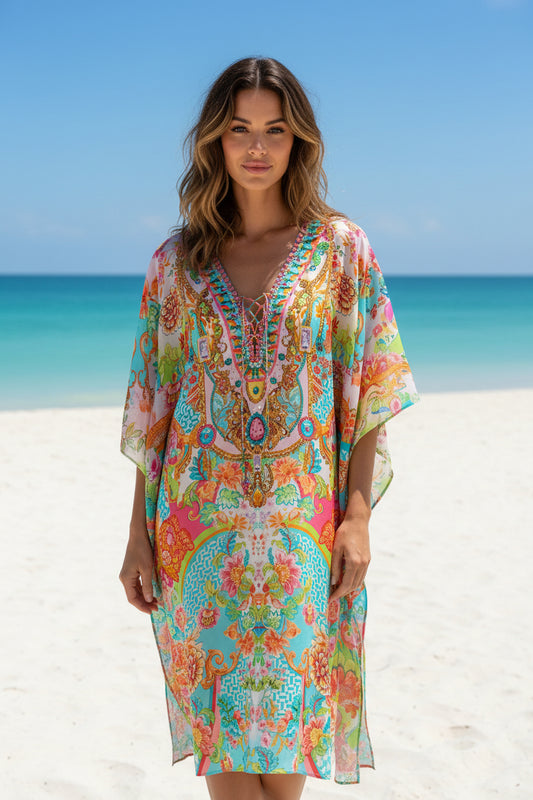 phuket oriental floral kaftan