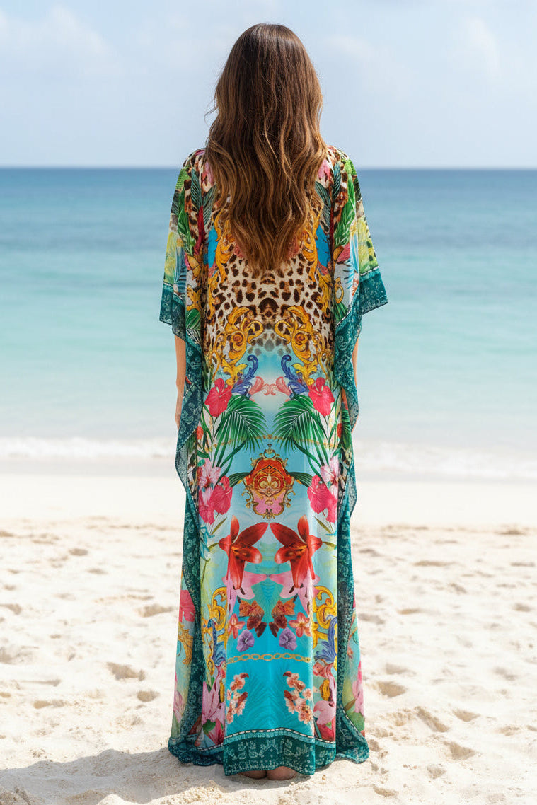 TROPICAL ORCHID MAXI KAFTAN