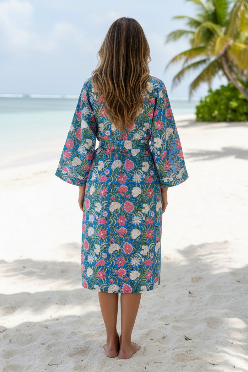 TILLY FLORAL BLOCK PRINT ROBE