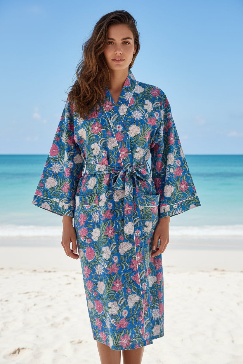 TILLY FLORAL BLOCK PRINT ROBE