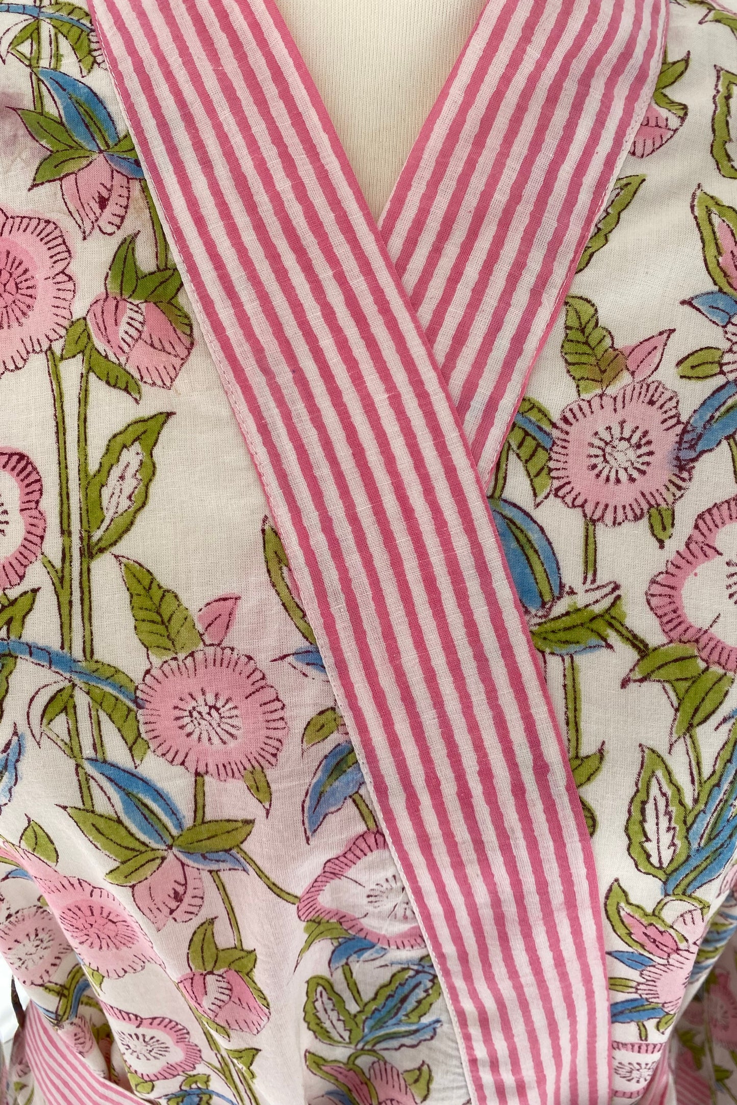 CELESTE PINK FLORAL BLOCK PRINT ROBE