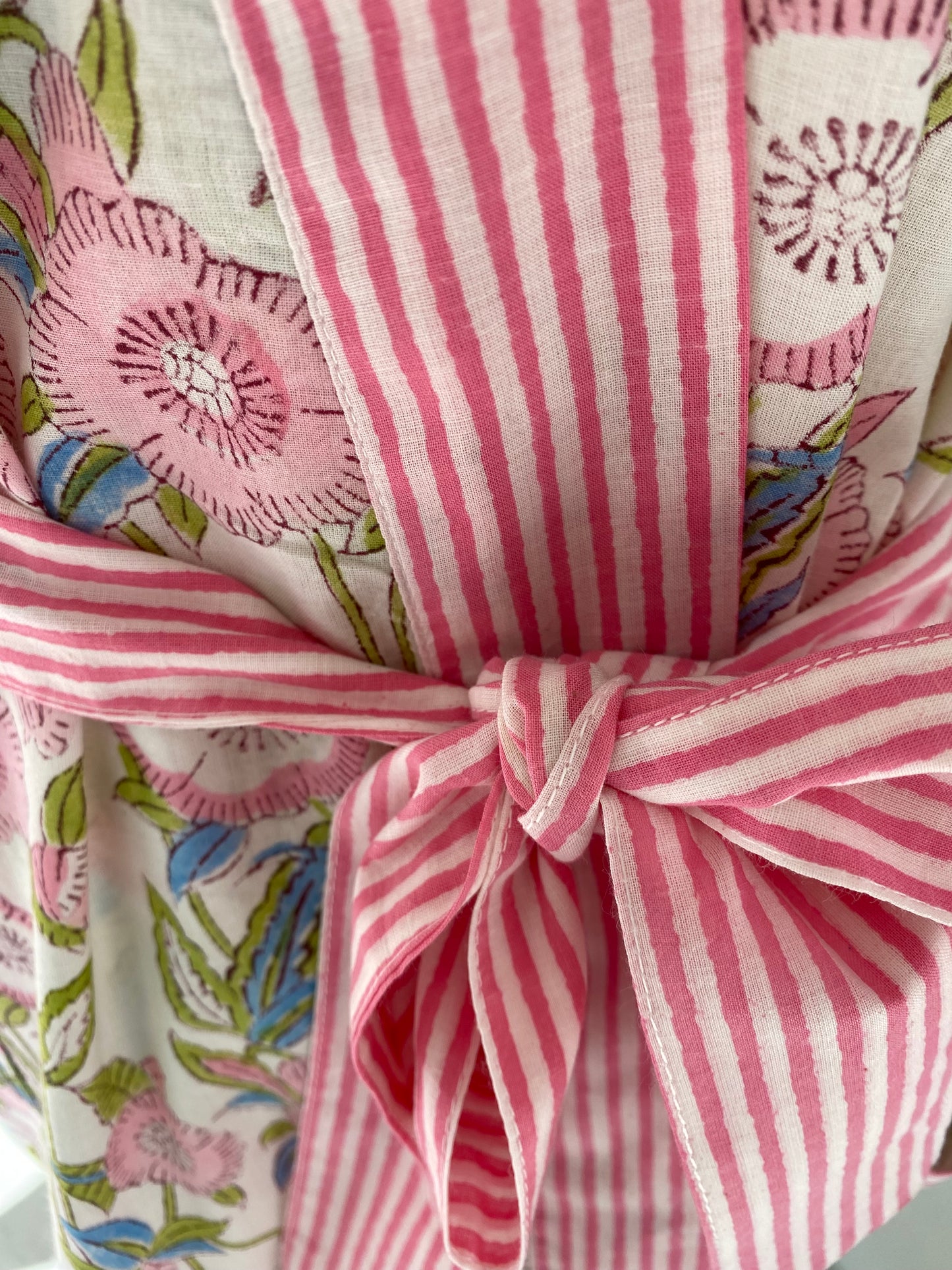 CELESTE PINK FLORAL BLOCK PRINT ROBE