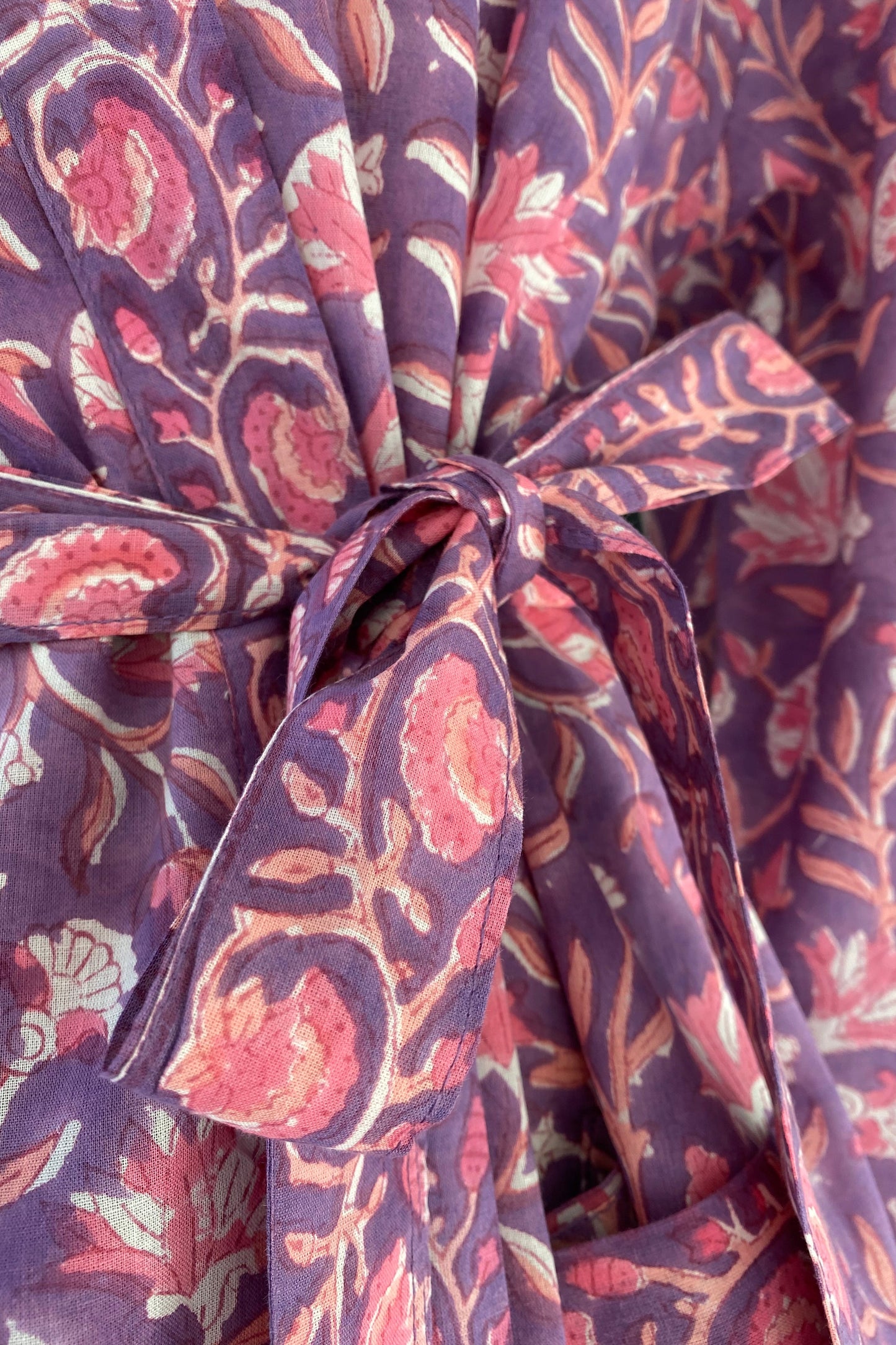AGNES PURPLE FLORAL BLOCK PRINT ROBE