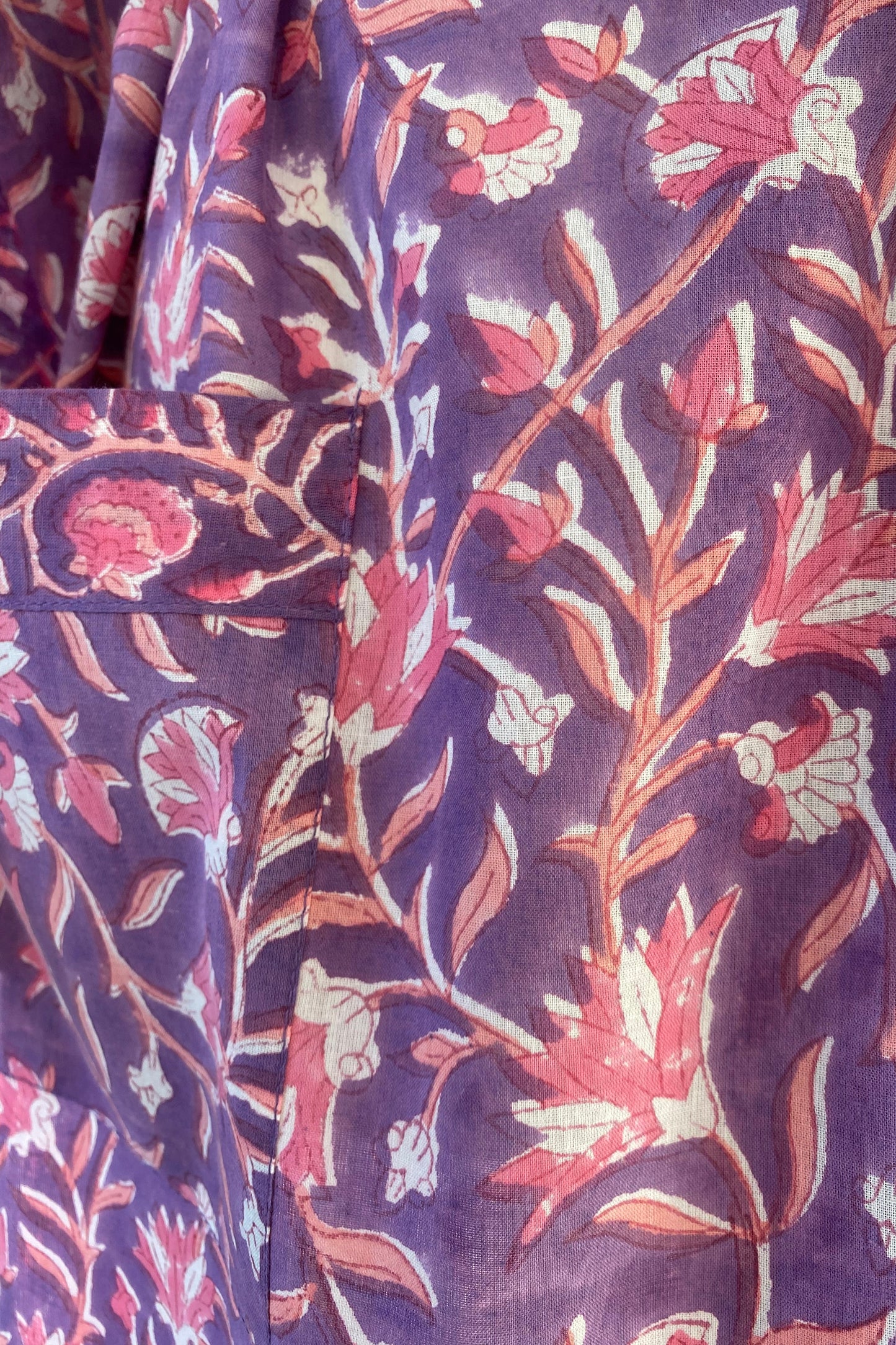 AGNES PURPLE FLORAL BLOCK PRINT ROBE