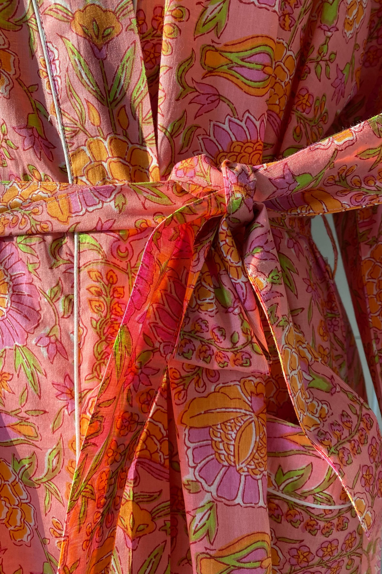 COLETTE ORANGE FLORAL BLOCK PRINT ROBE
