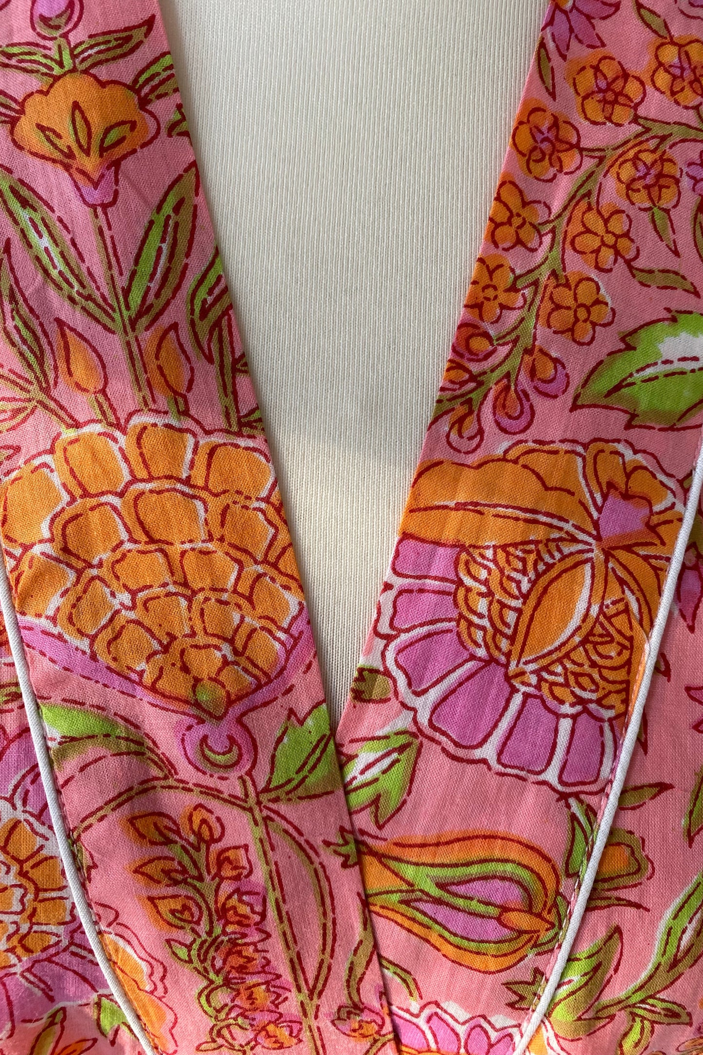 COLETTE ORANGE FLORAL BLOCK PRINT ROBE