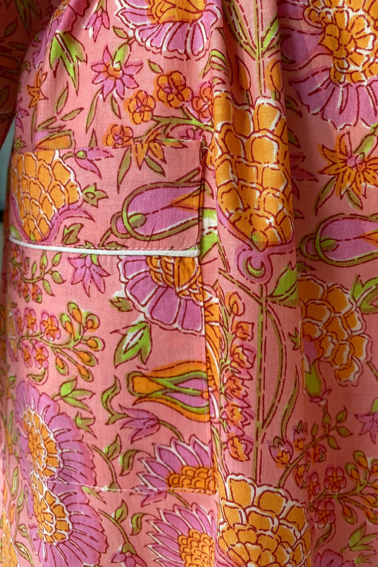 COLETTE ORANGE FLORAL BLOCK PRINT ROBE