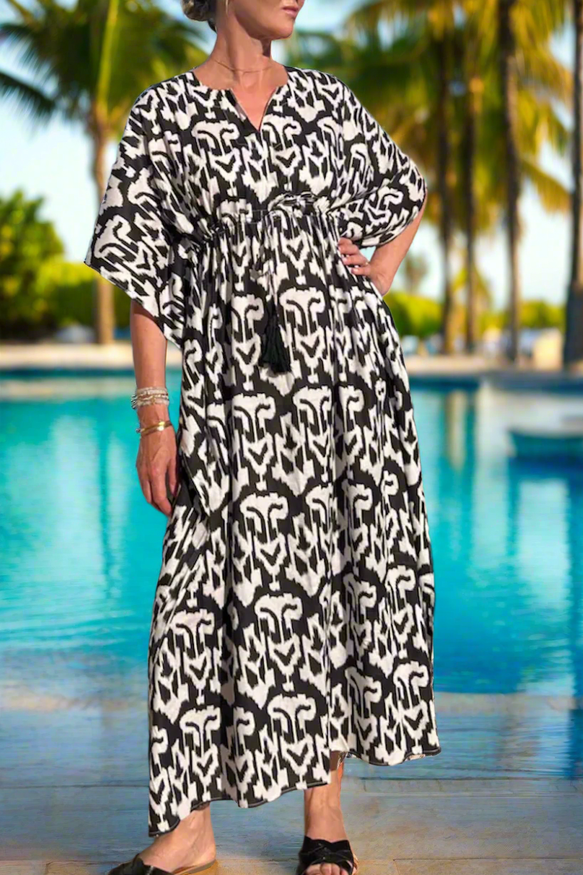 Black ikat cover up