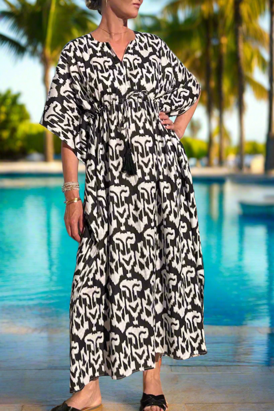 Black ikat cover up