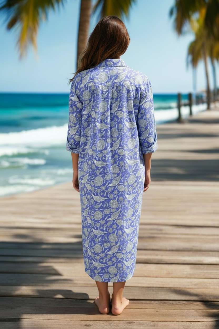 Jaipur bluebrd shirtdress back view