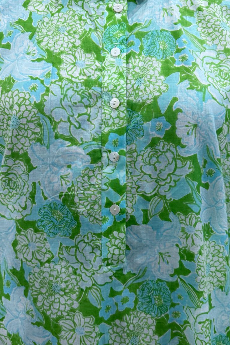MARTINIQUE GREEN COTTON SHIRT DRESS