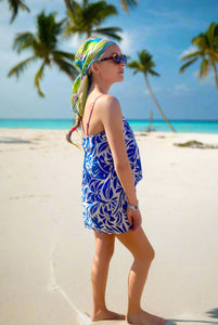 blue tropical cotton sarong