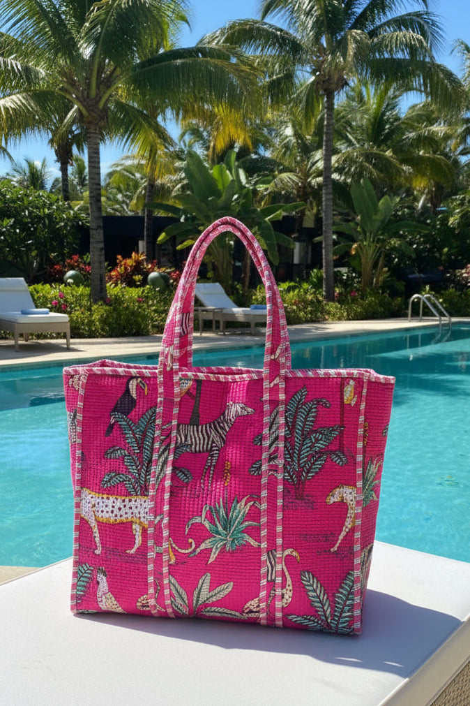 ELSA PINK BLOCK PRINT TOTE