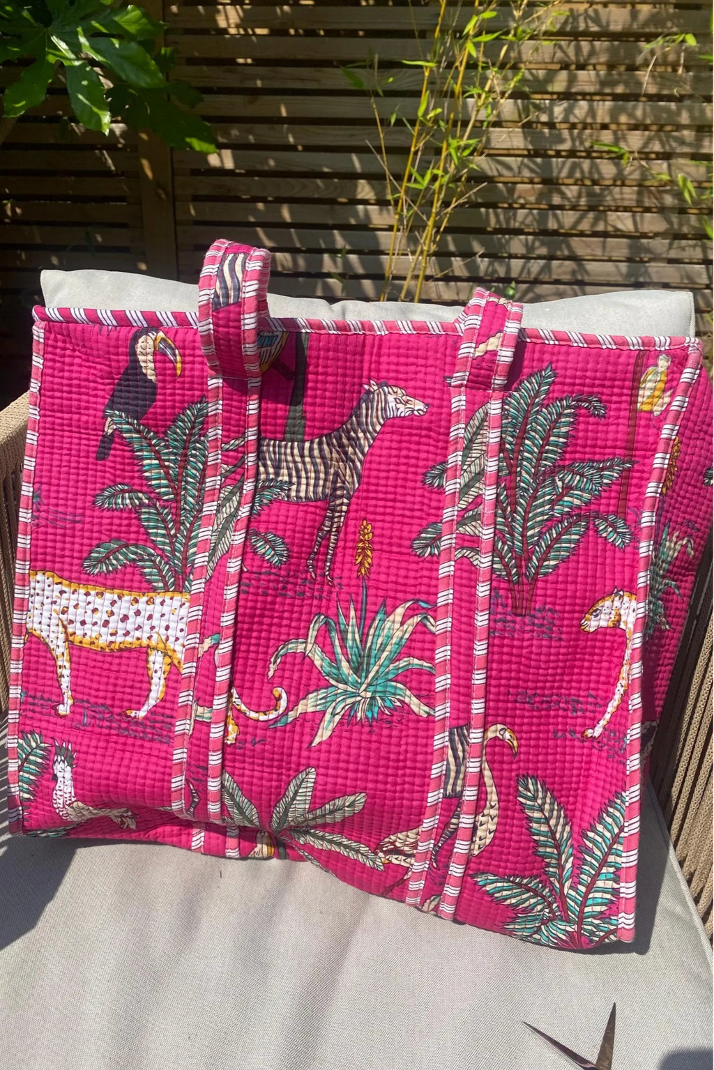 ELSA PINK BLOCK PRINT TOTE