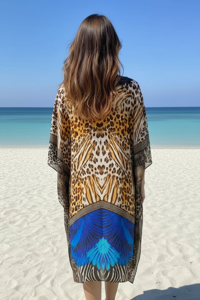 ANIMAL PRINT EMBELLISHED KAFTAN