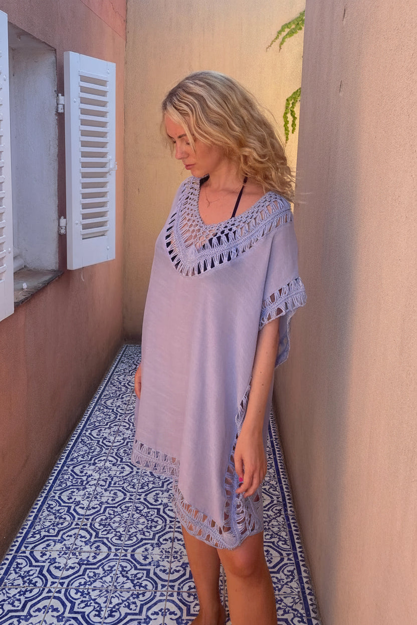 PALE BLUE CROCHET COVER UP