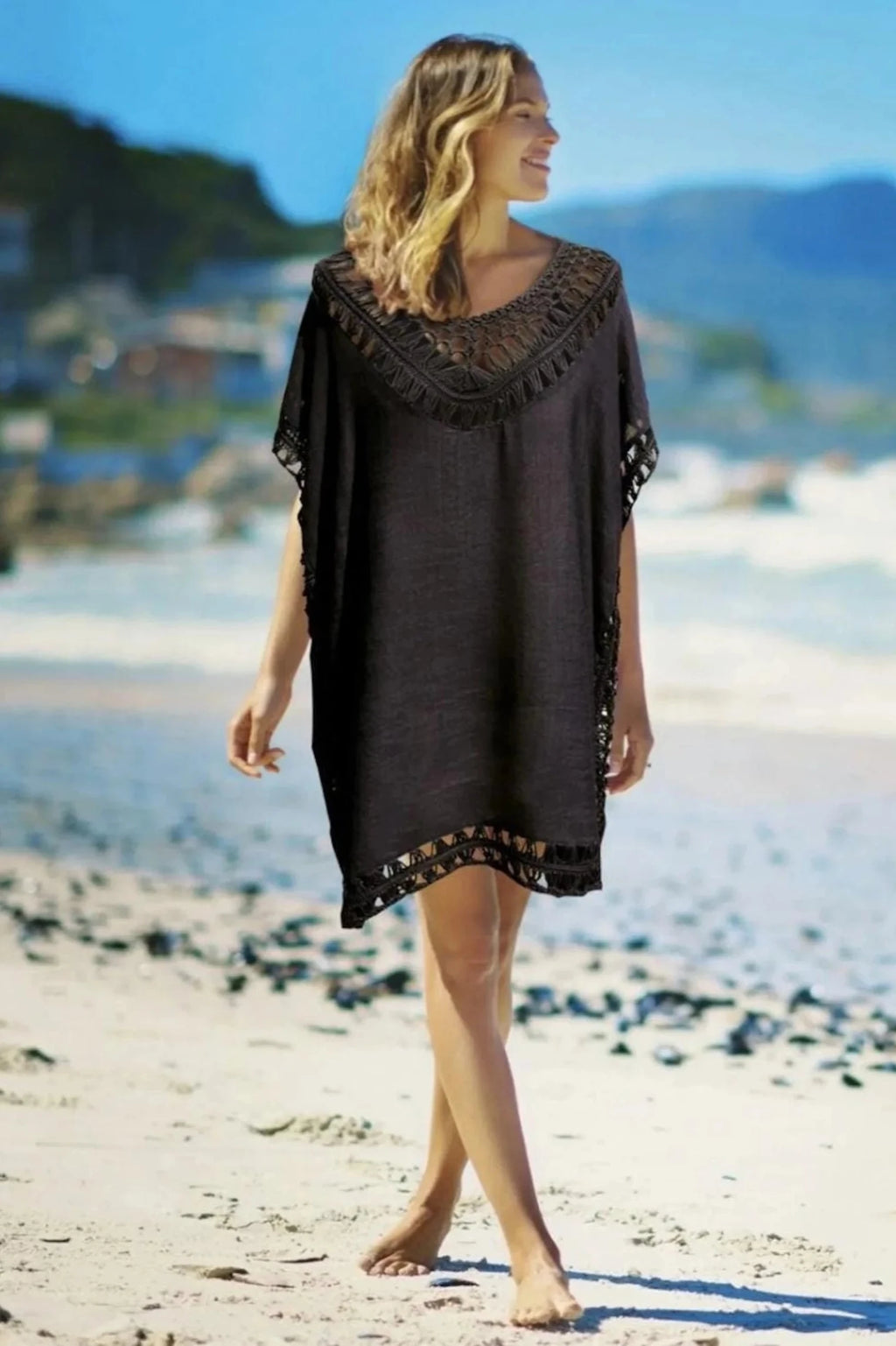 black crochet cover-up