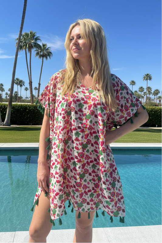 pink multi floral cover up