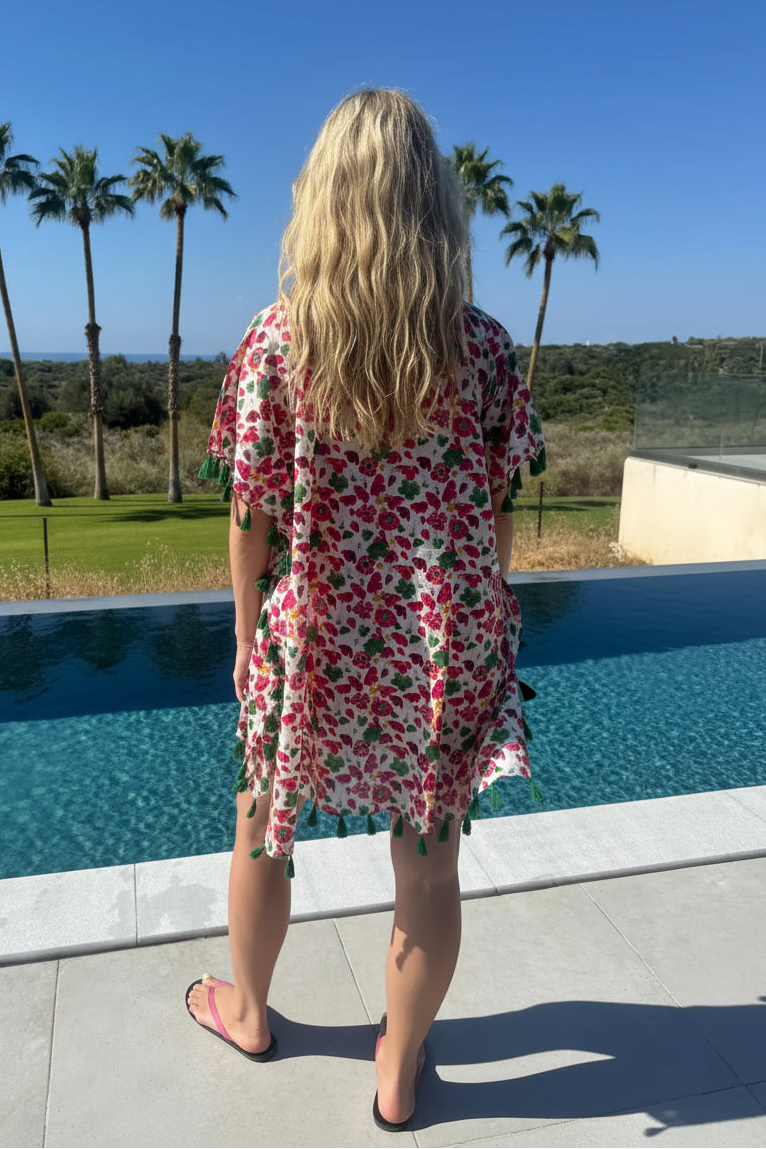 PINK MULTI FLORAL COVER-UP