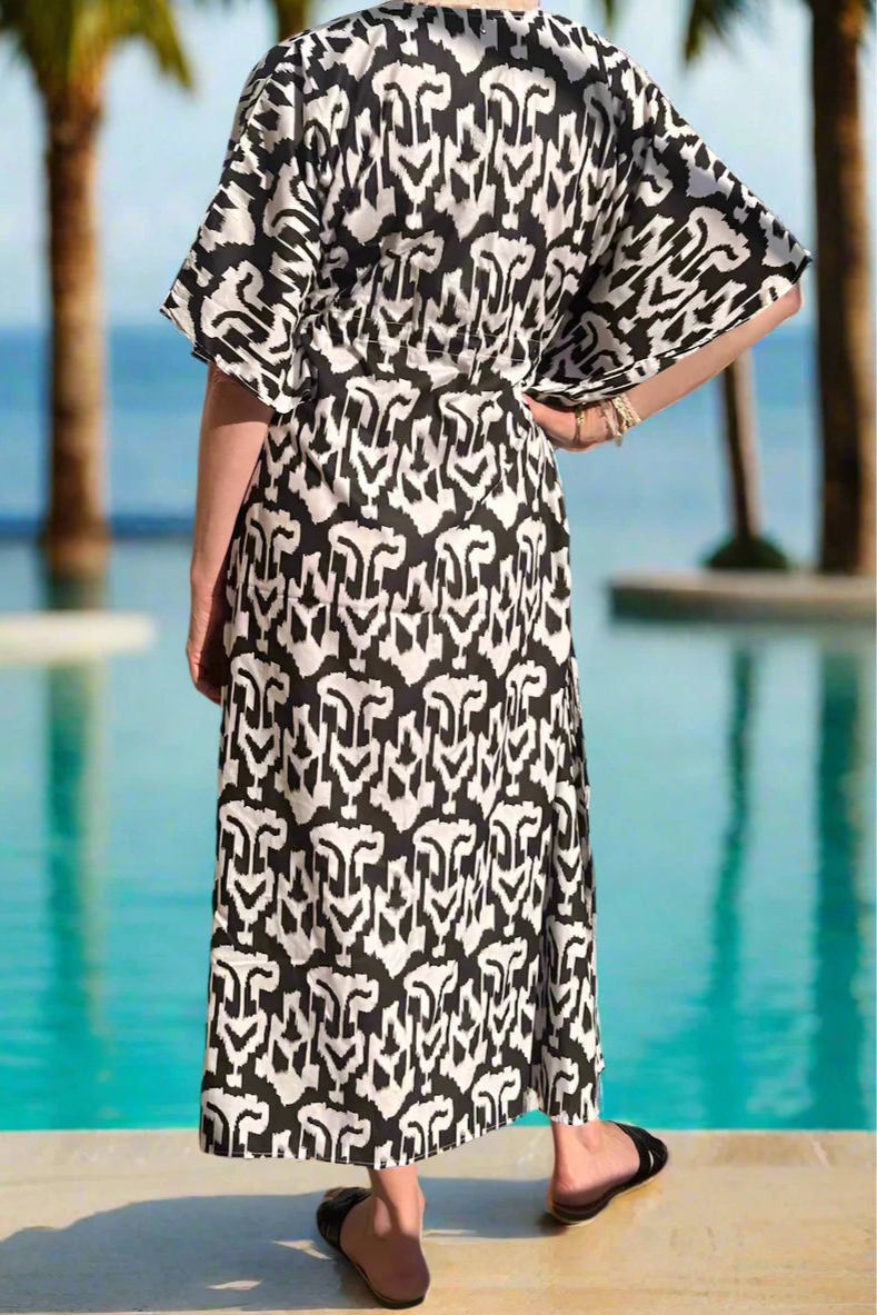 Black ikat cover up back view