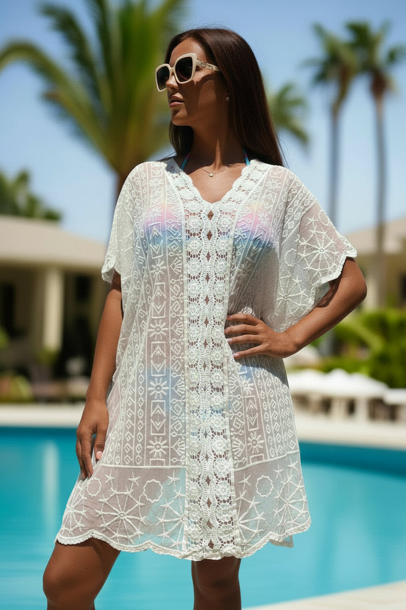 antigua ivory lace kaftan