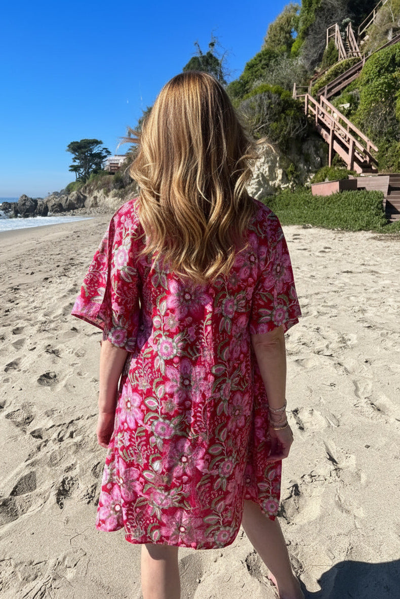 MALIBU PINK FLORAL COVER UP